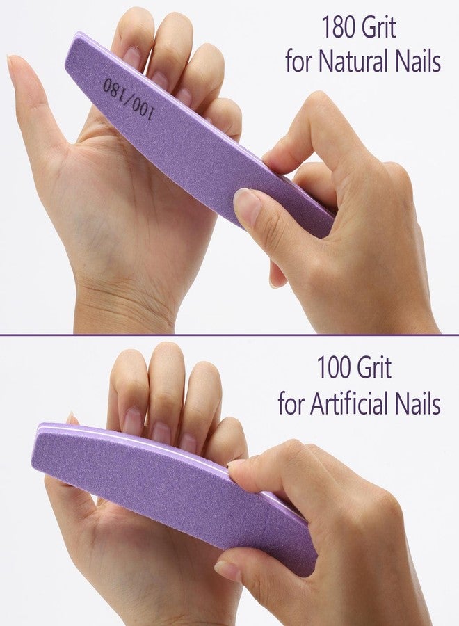 LoveBB 20 Pack Nail Buffer 100/180 Grit Washable Double Sided Nail Sanding Block File for Acrylic Natural Gel Nails, Purple - Image 4